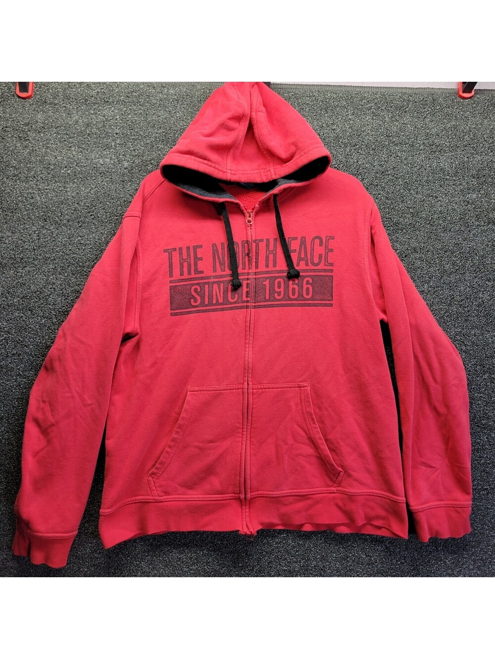 The North Face Full-Zip Red spellout Hoodie Sz L